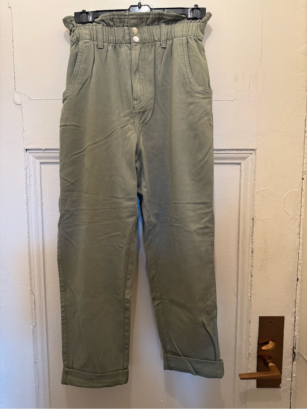 H&M Olive Green Paperbag Waist Chinos